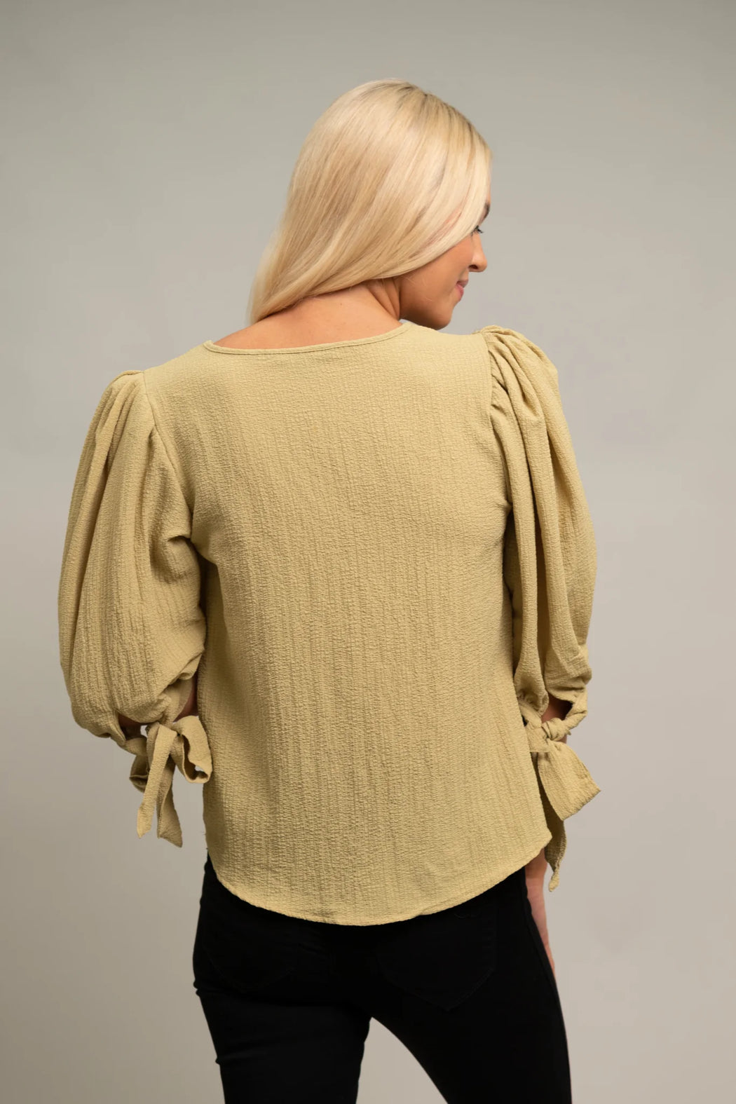Pebble Crepe Princess Sleeve Top