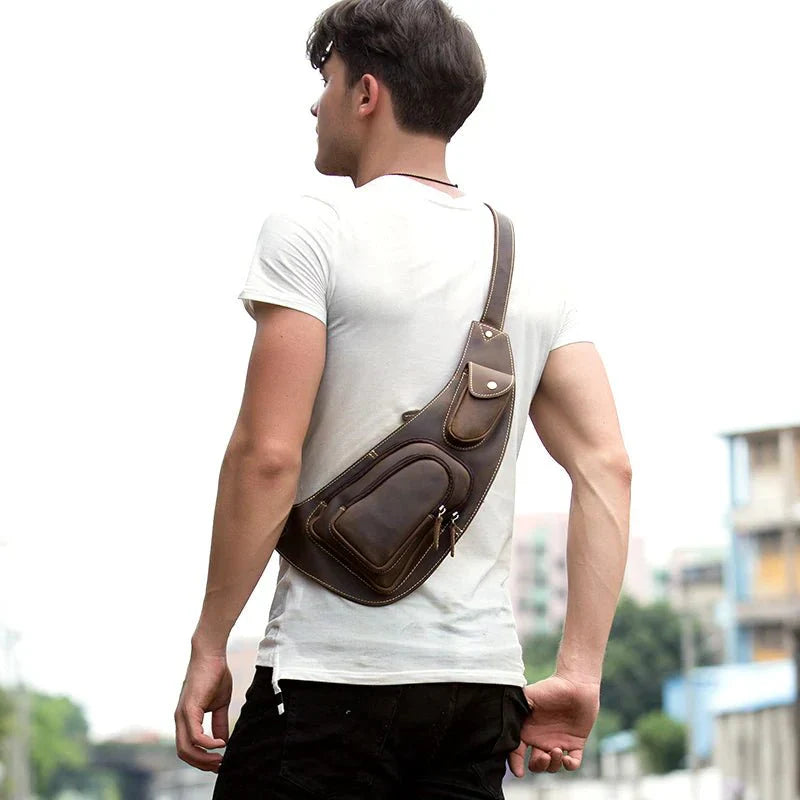 Perfect Leather Chest Pack Men's Leather Sling Bag Chest Bag