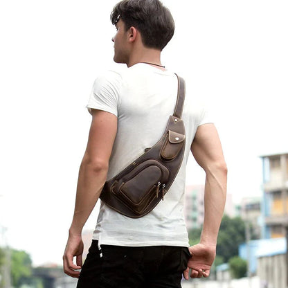 Perfect Leather Chest Pack Men's Leather Sling Bag Chest Bag