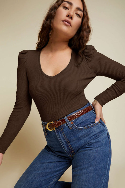 Peri Puff Shoulder Rib Top