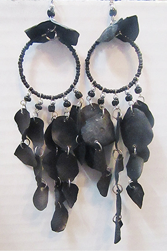 Peruvian Black Fish Scale Earring