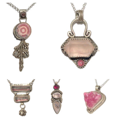 Pink Tourmaline Double Bar Necklace With Succulent
