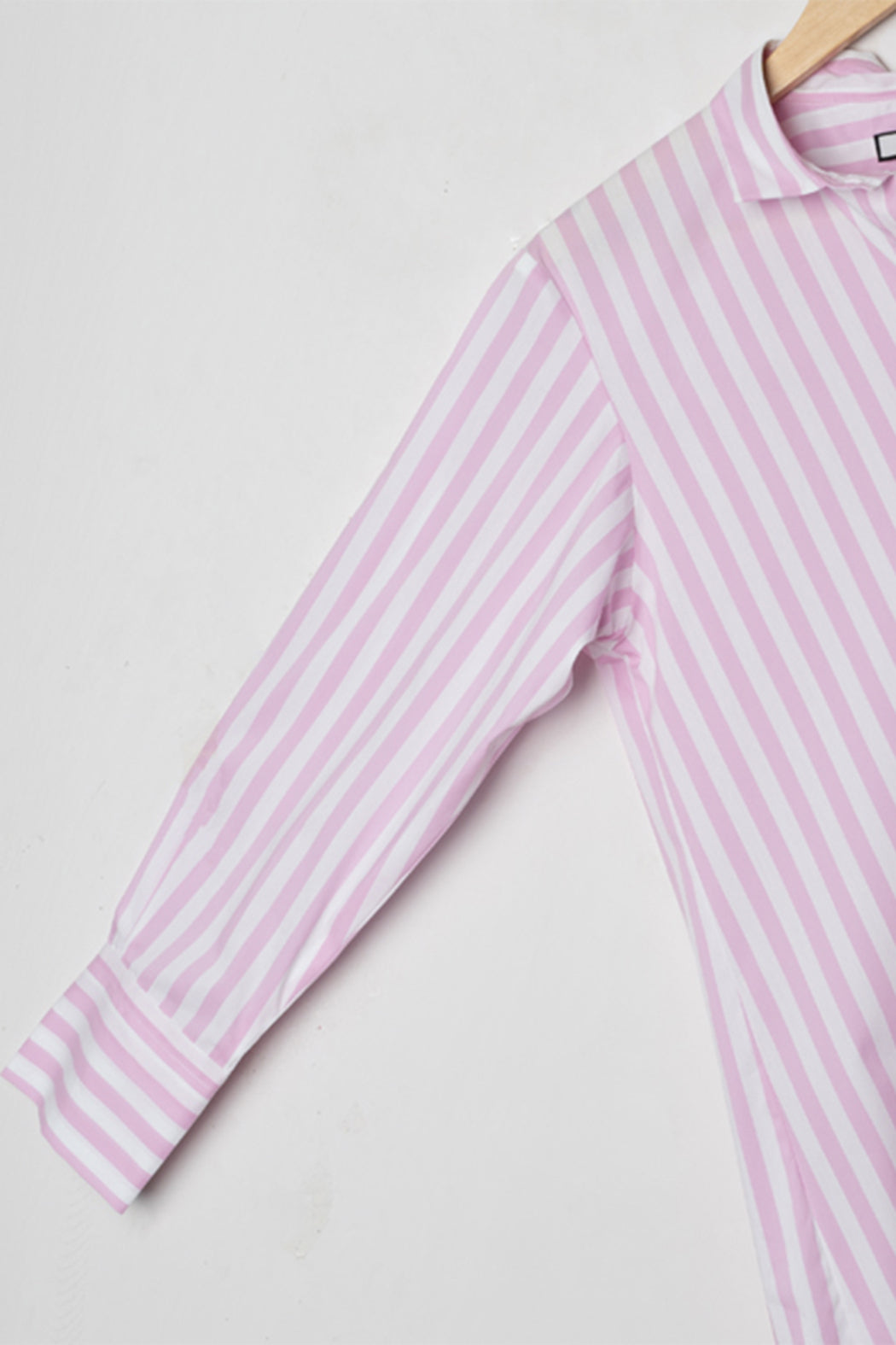 PINK BOLD STRIPES STRETCH OVERSIZED SHIRT