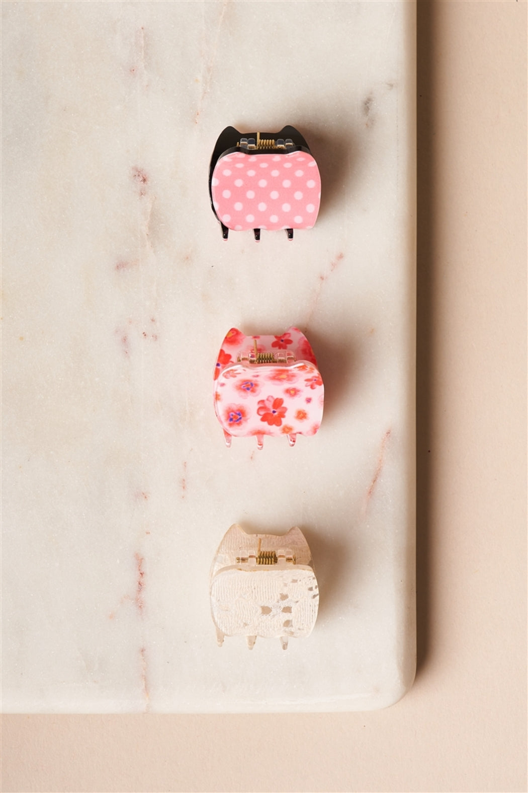 Pink Printed Mini Butterfly Clips