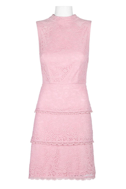 Pink Tiered Ruffle Cocktail Dress