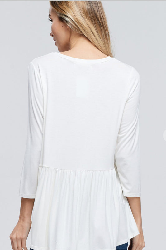 Pippy Peplum 3 quarter Sleeve Top
