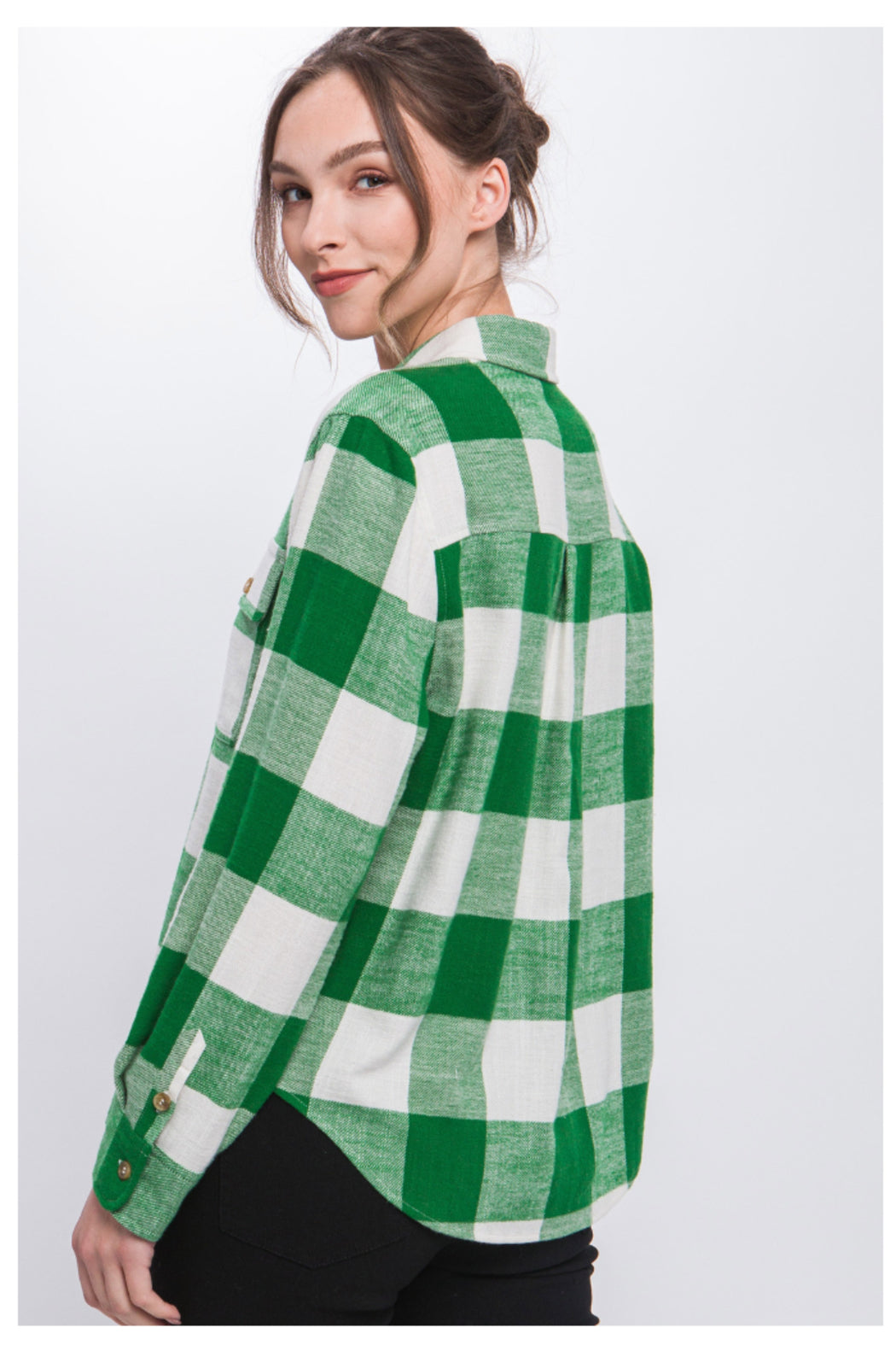 PLAID COLLARED SHIRT WITH FRONT POCKETS