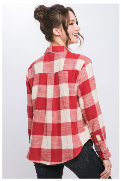 PLAID COLLARED SHIRT WITH FRONT POCKETS