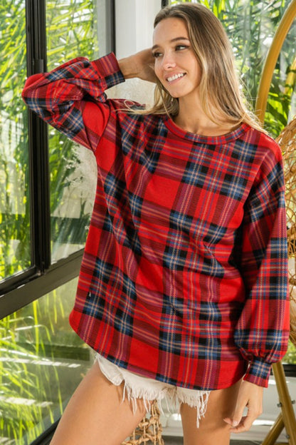 Plaid Check Knit Pullover