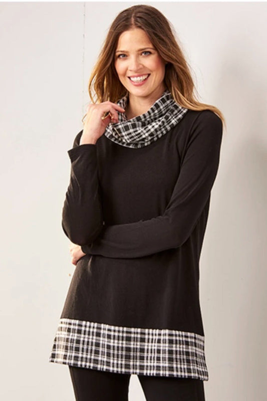 Plaid Cowl Neck Tunic
