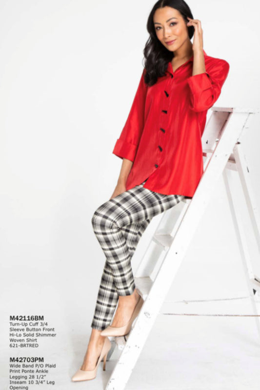 Plaid print ponte ankle legging