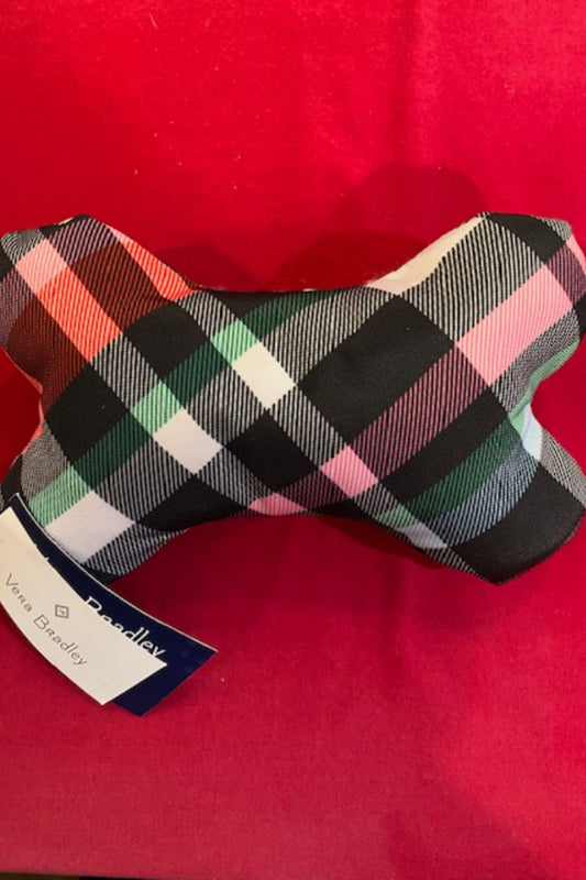 Plaid squeaker pet bone