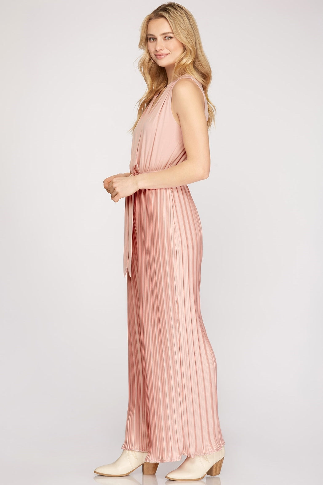 Pleated-Pant Jumpsuit