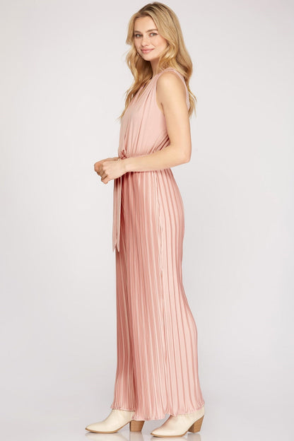 Pleated-Pant Jumpsuit