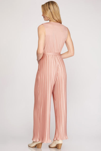 Pleated-Pant Jumpsuit