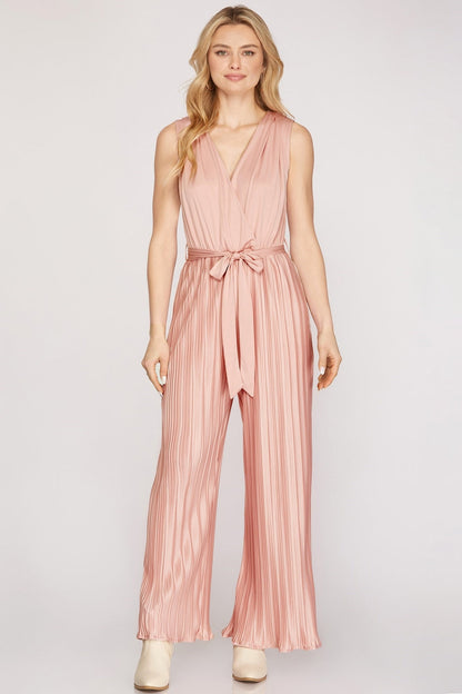 Pleated-Pant Jumpsuit