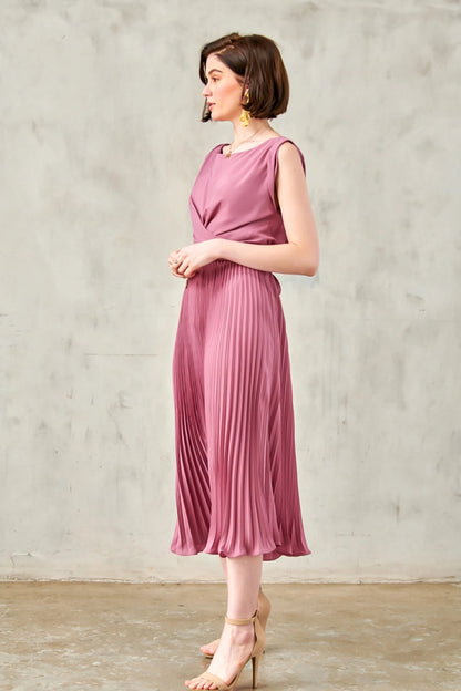 Pleated Sleeveless Midi Dress
