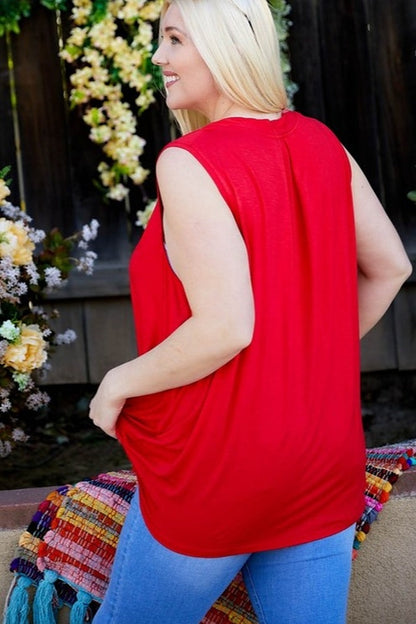 Plus Size Surplice Faux Wrap Blouse