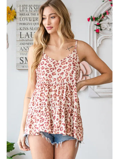 Plus Woven Animal Print Spaghetti Strap Top