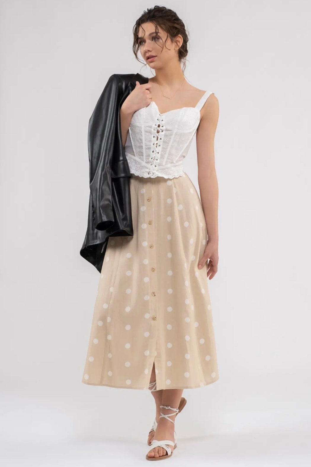 Polka Dot Midi Skirt