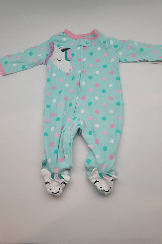 Polka Dot Teal Unicorn Baby Sleeper