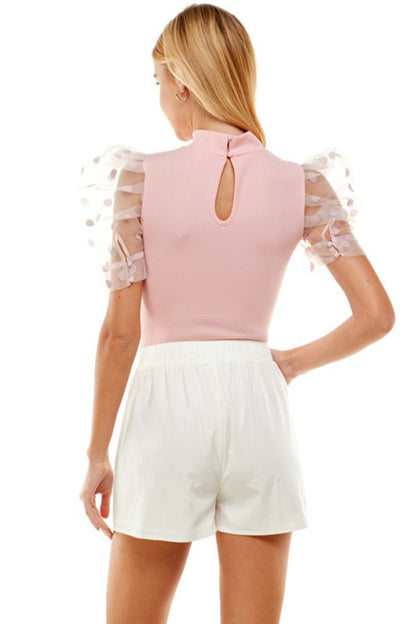 Polka Puff Sleeve Bodysuit