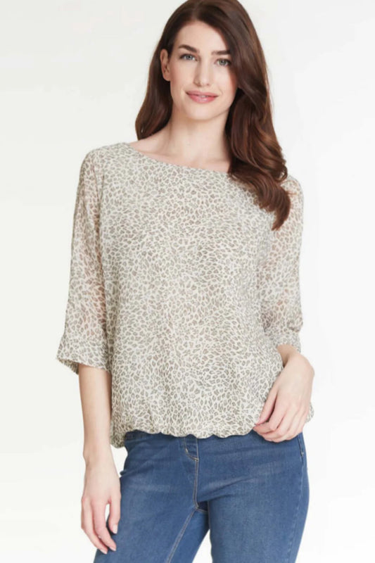 PRINT DOLMAN SLEEVE BOW BACK TOP