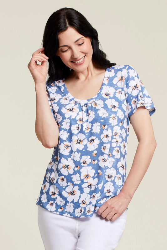 PRINTED FLUTTER SLEEVE BLOUSE