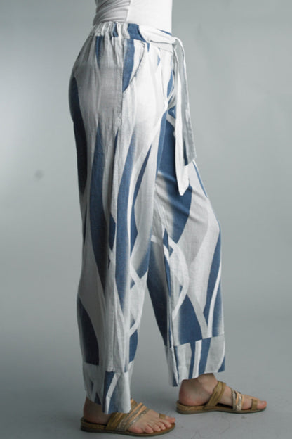 PRINTED LINEN PANTS