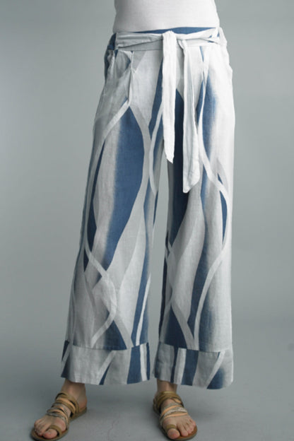 PRINTED LINEN PANTS