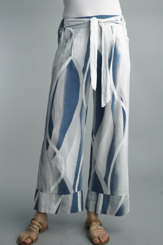 PRINTED LINEN PANTS