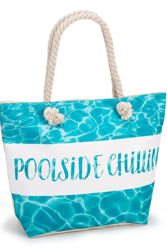 PRINTED ROPE HANDLE BAG-POOLSIDE