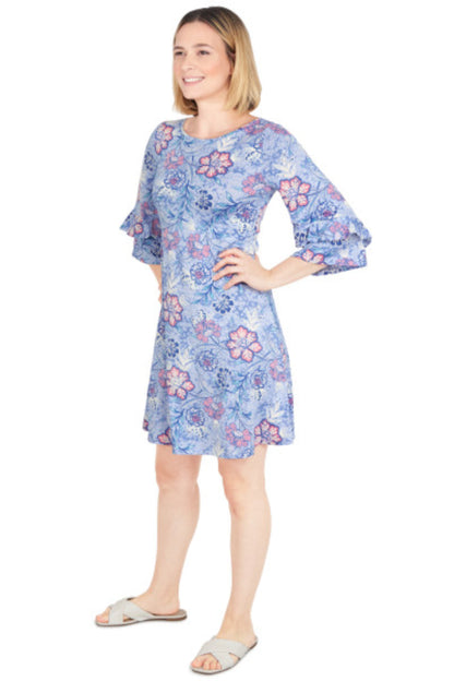 Puff floral print dress
