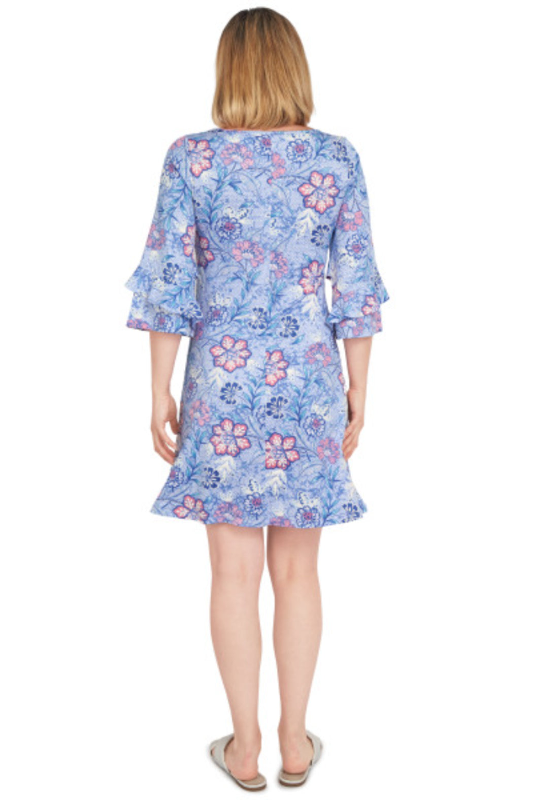 Puff floral print dress