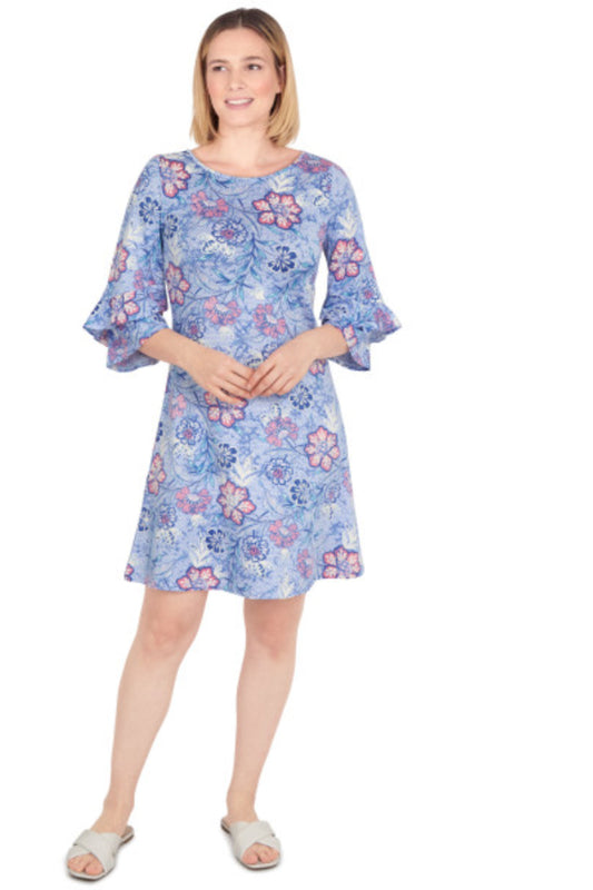 Puff floral print dress