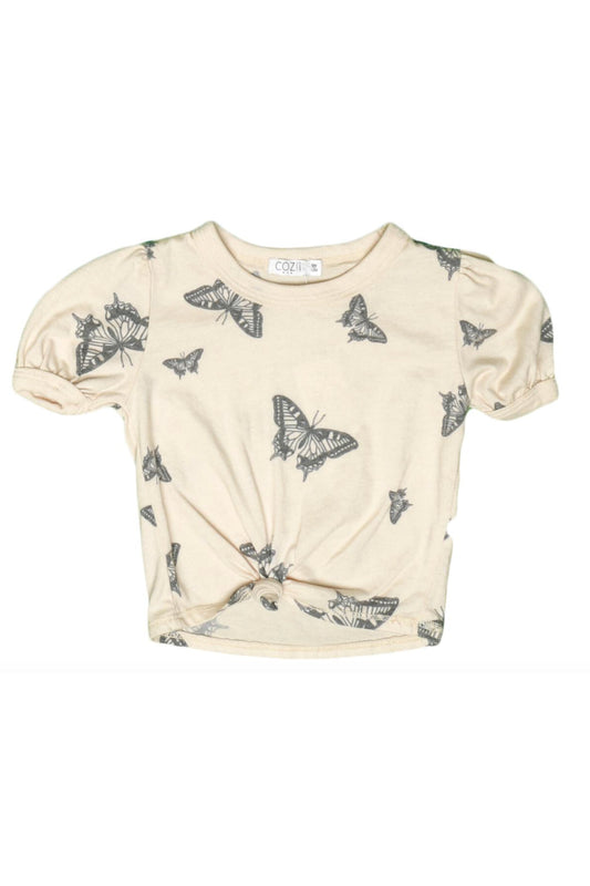 Puff Sleeve Knotted Tee