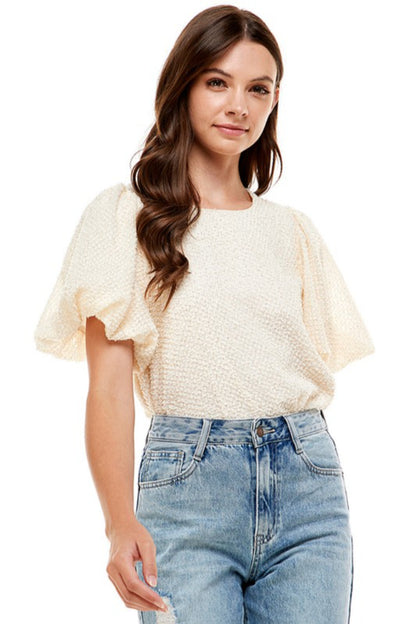 Puff Sleeve Metallic Blouse
