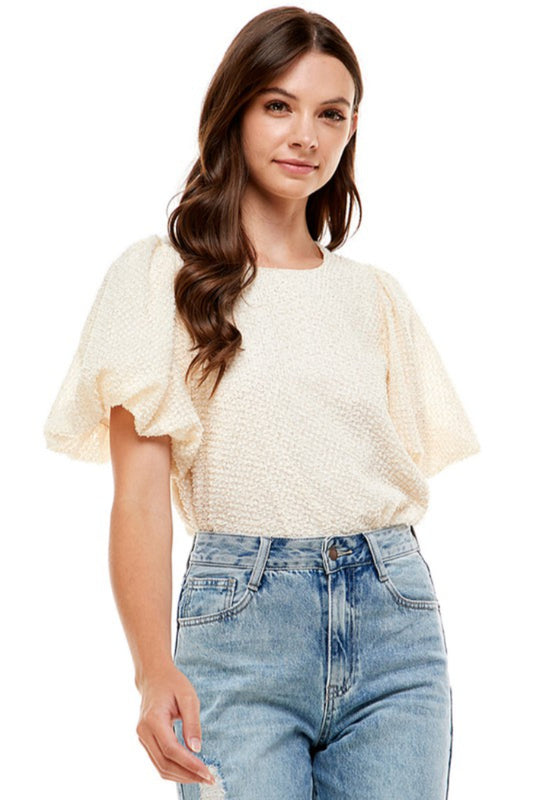 Puff Sleeve Metallic Blouse