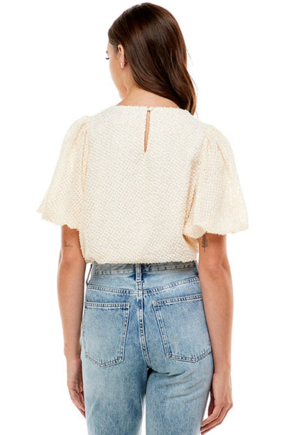Puff Sleeve Metallic Blouse