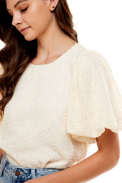 Puff Sleeve Metallic Blouse