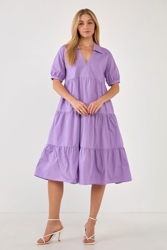 Puff Sleeve Midi Dress