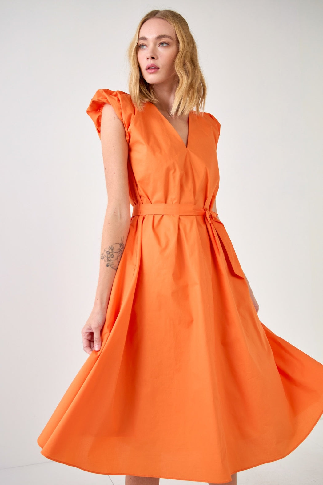 Puff Sleeve Midi Dress