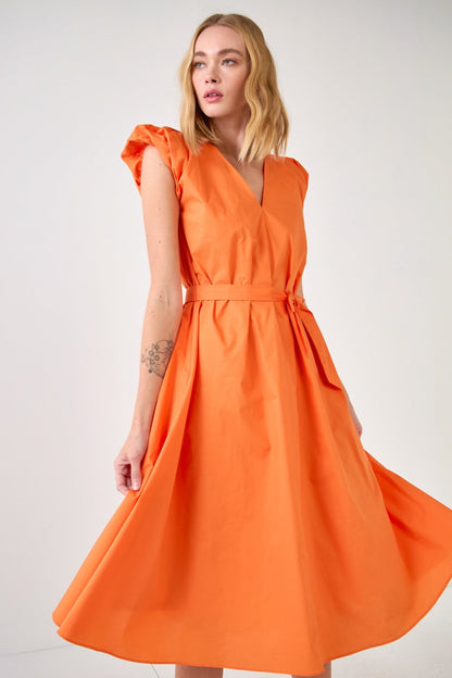 Puff Sleeve Midi Dress