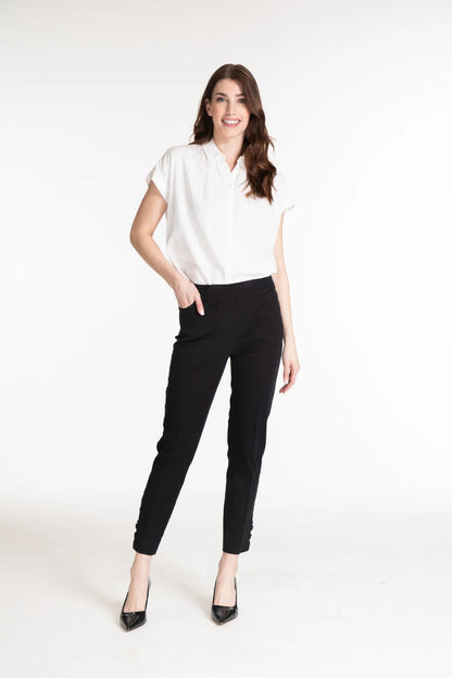 PULL-ON 3-BUTTON HEM VENT ANKLE PANT - NAVY ONLY