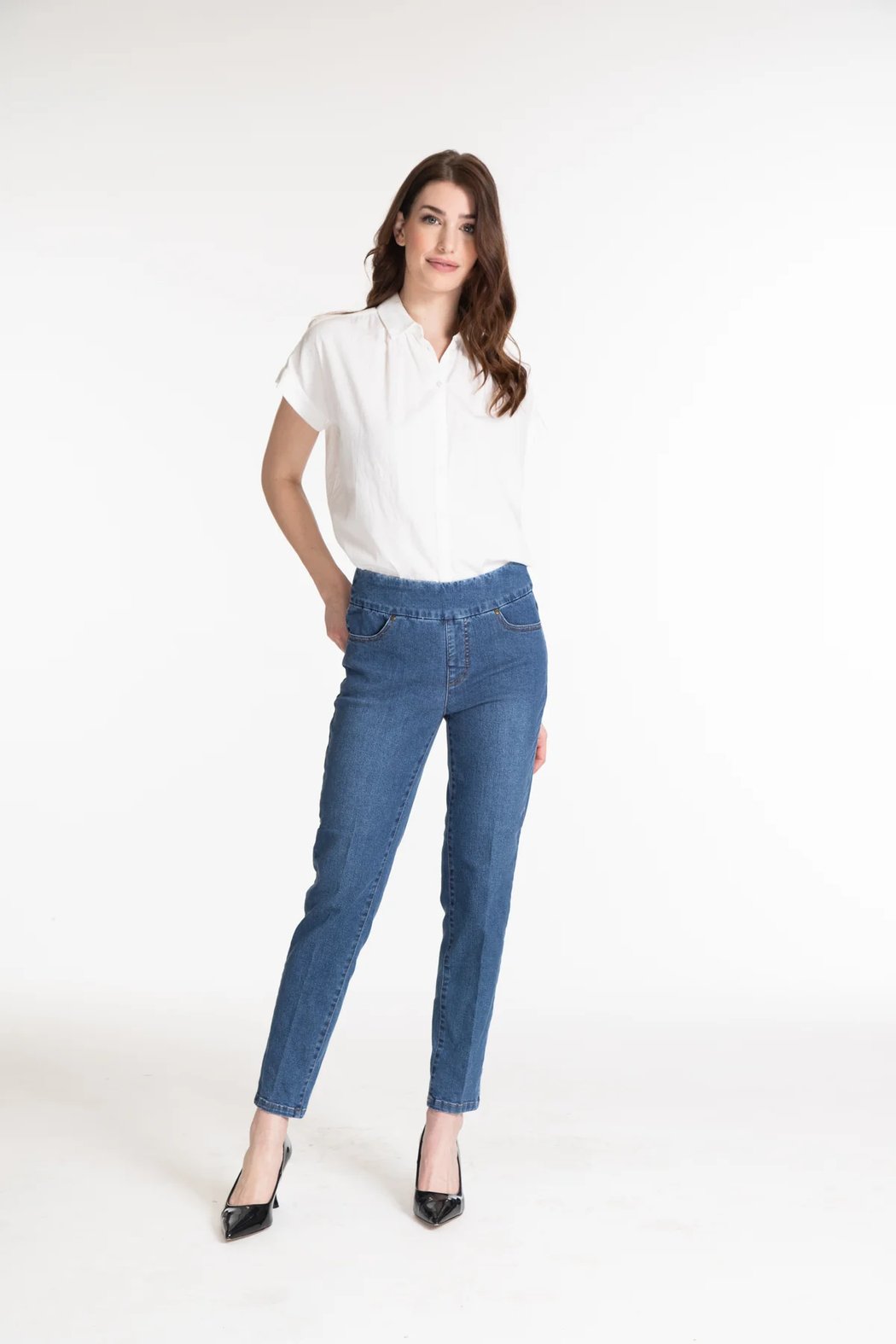 PULL-ON ANKLE JEAN PANT WITH REAL FRONT & BACK POCKETS