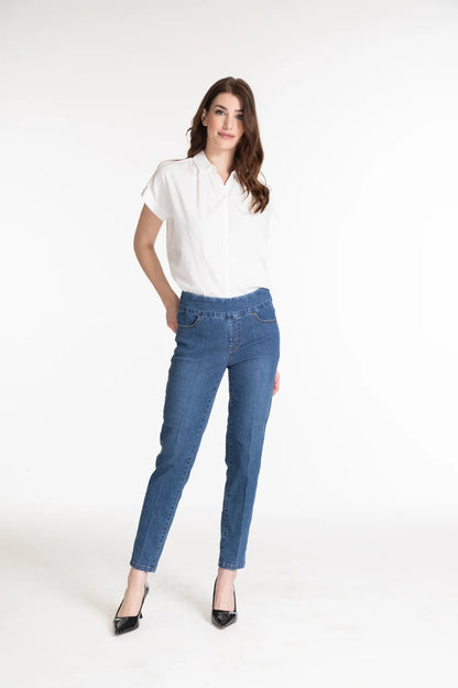 PULL-ON ANKLE JEAN PANT WITH REAL FRONT & BACK POCKETS