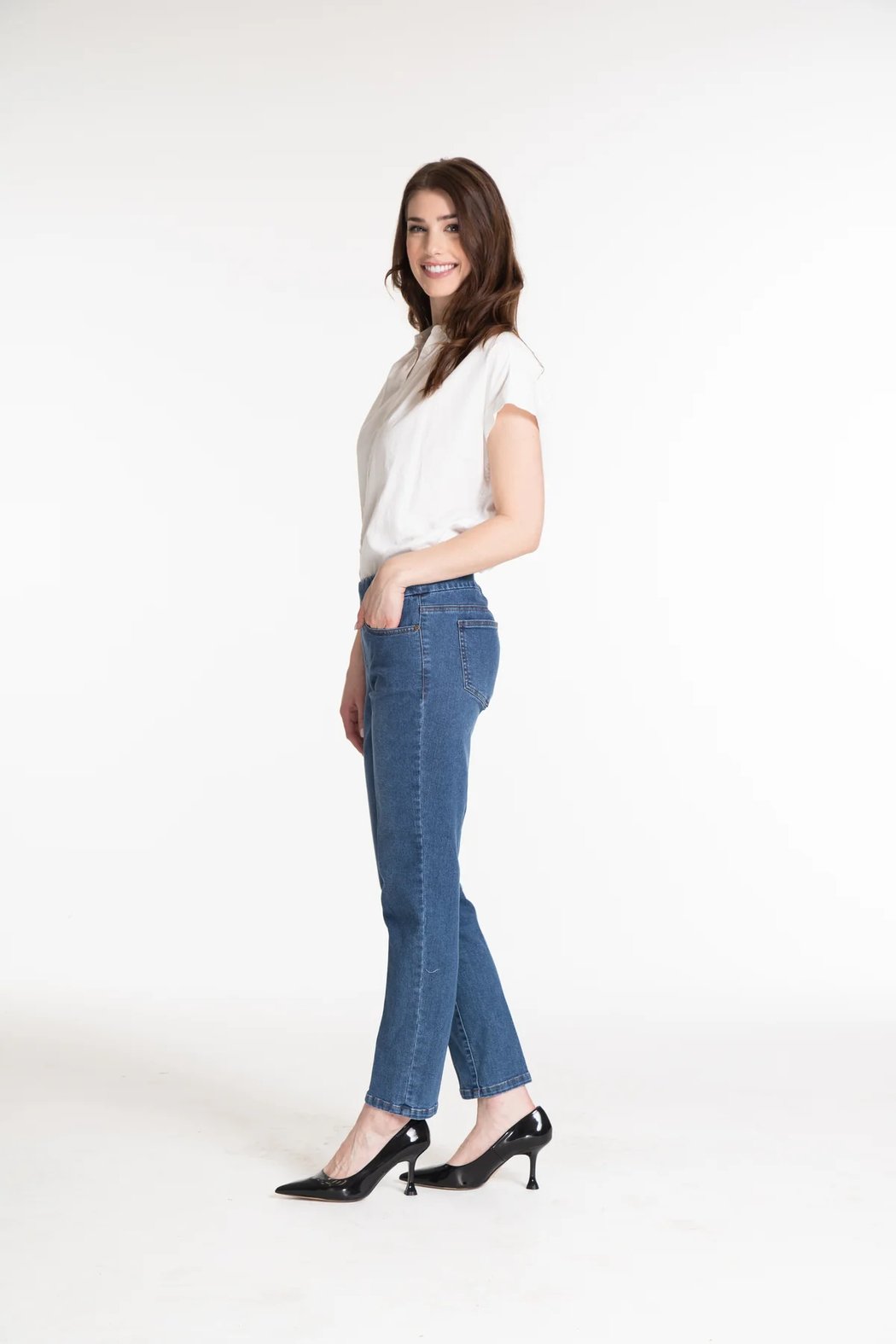PULL-ON ANKLE JEAN PANT WITH REAL FRONT & BACK POCKETS