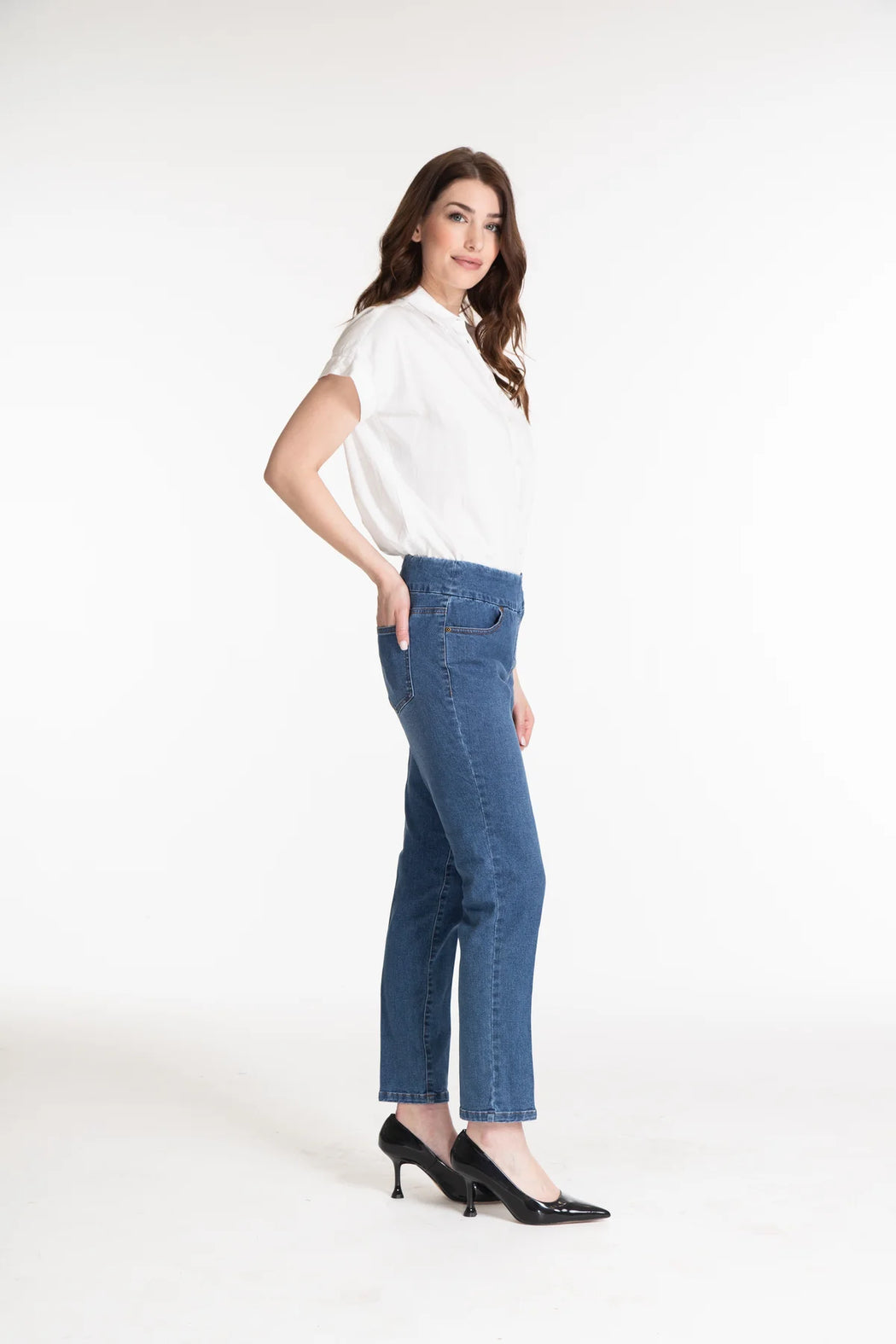 PULL-ON ANKLE JEAN PANT WITH REAL FRONT & BACK POCKETS