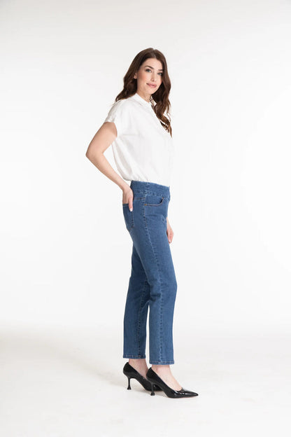 PULL-ON ANKLE JEAN PANT WITH REAL FRONT & BACK POCKETS