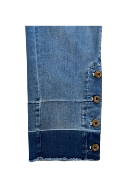 Pull on ankle  pant with buttons